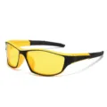TR90 Polarized Cycling Sunglasses Yellow Lens Sport Eyewear for Outdoor Fishing Driving - Black Yellow Frame Night Vision Yellow Lens
