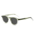 Retro round sunglasses in transparent green, TR90 polarized eyewear for men and women stylish daily - Transparent Green Frame Gray Lens