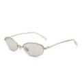 Occhiali da sole ovali con montatura in metallo per donna e uomo, stile rétro protezione UV. - Montatura Argento Lenti Marrone Chiaro