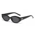 Occhiali da sole ovali retro neri per donna uomo polarizzati alla moda di tendenza - C1 Montatura Nero Lucido Lenti Grigie
