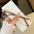 Gafas de sol elegantes con montura de metal dorado para mujer, estilo Y2K retro UV400 moda. - Marco Dorado Transparente
