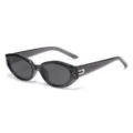 Occhiali da sole ovali retro neri polarizzati da donna e uomo, stile vintage alla moda. - C3 Montatura Grigia Trasparente Lenti Grigie