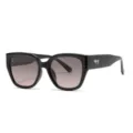 Occhiali da sole cat-eye vintage neri grandi con lenti sfumate e decoro in metallo alla moda. - Montatura Nera Lucida C9 Lente Grigia Rosa
