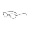 Eleganti occhiali con montatura in metallo grigio e forma ovale per look vintage. - Montatura Verde Grigio Lente Chiara