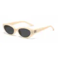 Korean style TR90 polarized sunglasses, retro oval thick frame shades for daily street wear. - C22 Milky White Frame Gray Lens