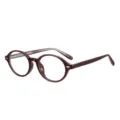 Dunkelrote Retro TR90 Brillenfassung, ovale Nerd-Optikbrille mit Blaulichtfilter fuer den Alltag. - Weinrot