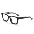 Montatura per occhiali quadrata retro uomo donna, stile acetato nero anti-luce blu. - Montatura Nero Lucido