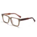 Montatura per occhiali quadrata anti luce blu retrò, stile acetato con dettagli in metallo. - Montatura Color Tè al Latte
