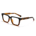 Montatura per occhiali quadrata retro con frontale nero opaco e stanghette tartarugate. - Montatura Tartarugata