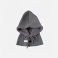 Knit balaclava hooded scarf winter warm fleece-lined beanie hat for women and girls gray - One Size / Gray