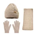 Ensemble tricoté d'hiver beige bonnet écharpe et gants pour temps froid usage quotidien - Beige