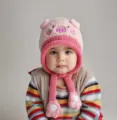 Süße Plüsch Tier Winter Baby Ohrenklappen Mütze dicke warme Kleinkind Kappe gemütlich - 7 Monate-4 Jahre / Rosa Schwein