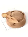 Camel wool pillbox hat with elegant bow and vintage mesh veil, stylish women autumn accessory. - Khaki