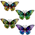 Detailed view showcasing colorful metal butterfly wall art and cute refrigerator magnets. - Butterfly Wall Hanging Four-Piece Boxed Set