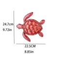 Red metal turtle iron wall art decor with size dimensions, perfect for home wall hanging. - Wall Hanging Turtle Red 91g