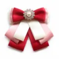 Elegant multi-layer ribbon bow tie with pearl rhinestone center for women professional wear - Style A / Red