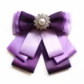 Elegant purple layered ribbon bow tie with rhinestone pearl center for women uniforms. - Style A / Purple