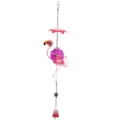 Flamingo wind chime hanging ornament with cracked glass ball and bell for garden decor detail view - 3D Flamingo Front Style A