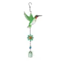 Détail carillon vent colibri métal, décoration suspendue jardin verre peint couleur. - Style Cloche Colibri / Emballage Boîte Blanche