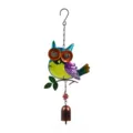 Carillon à vent hibou en métal coloré avec des détails en verre, idéal pour le jardin. - Emballage Boîte Blanche / 30159 Modèle Cloche Droite (38*15cm)