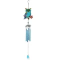 Colorful metal owl wind chime glass garden hanging ornament outdoor decor courtyard gift - Wind Chime Tube Style / Blue