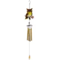 Carillon à vent hibou en métal et verre coloré avec tubes suspendus pour jardin et maison. - Style de Tube de Carillon / Jaune