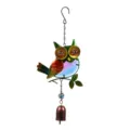 Vue détaillée du carillon éolien hibou en métal et verre, déco de jardin colorée pour la cour. - Emballage Boîte Blanche / 30158 Modèle Cloche Gauche (38*15cm)