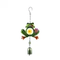 Metal frog wind chime detail showing hand-painted glass flower ornament for garden hanging decor. - Frog Bell Style / Bubble Bag Packaging
