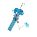 Carillon de vent éléphant en métal bleu avec détails en verre pour jardin et terrasse. - Emballage Boîte Blanche / Style Tube en Aluminium Éléphant à Nez Court