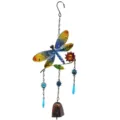 Vue détaillée du carillon éolien coloré en métal avec perles suspendues pour le jardin. - 9020 Style Cloche Libellule