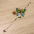 Ornamentale sospeso acchiappasole in cristallo di farfalla di metallo per decorazione da giardino. - Giallo