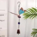 Luminous butterfly wind chime glowing acrylic UV hanging decor for indoor outdoor home garden. - 7002 Butterfly Blue Bell Style