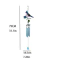 Detailed view of the painted glass bird wind chime, showing metal hanging structure. - Aluminum Tube Style (2405) / Bubble Bag Pack / Blue Bird