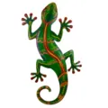 Art mural gecko en métal coloré, sculpture de lézard vibrante pour la maison et le jardin. - Vert