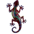 Metal gecko wall art decor lizard sculpture figurine ornament close up detail view - Burgundy