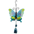 Carillon à vent papillon en métal et verre décoration suspendue pour jardin et maison. - 2410 Cloche Bleue