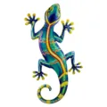 Gecko mural et aimant de réfrigérateur en métal coloré, décoration de lézard peinte. - Vert Menthe