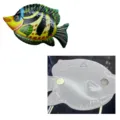 Poisson en métal suspension murale et aimant de frigo, sculpture d'art en fer colorée pour maison. - Style Double Usage Magnétique Jaune