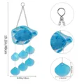 Detailed view of the blue glass sea turtle wind chime, highlighting shell pendants and chains. - Sea Turtle / 20x18x5.5cm