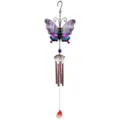 Vue détaillée d'un carillon à vent en métal papillon coloré, idéal pour déco de jardin. - 2409 Tube en Aluminium Violet