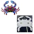 Crabe en métal coloré à suspendre et aimant de réfrigérateur, idéal pour la déco de jardin. - Crabe Bleu Magnétique Double Usage