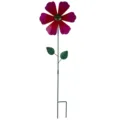 Piquet de jardin fleur en métal détail, ornement pétale violet pour décor paysager pelouse. - Unité Unique / Rose rouge