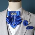 Koningsblauw strass vlinderstrik broche pocet set voor heren formele pakken detail. - Koningsblauw 3-delige set