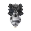 Stile britannico cravat papillon uomo motivo pied-de-poule camicia matrimonio accessorio - Spilla Posteriore / Nero