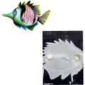 Poisson en métal suspension murale et aimant de frigo, art en fer déco extérieure. - Vert Magnétique Double Usage