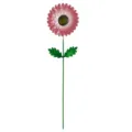 Iron flower garden stake detail showing pink petals and green stem for outdoor decoration. - Pink