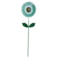 Detail de tuteur de jardin fleur en metal avec feuilles vertes et tige pour deco exterieure. - Bleu