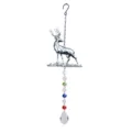 Detailed view of the metal deer crystal hanging ornament with colorful beads and pendant. - Silver Deer with Crystal Style