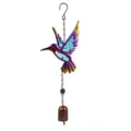 Carillon à vent colibri en métal avec design en verre peint coloré pour décoration de jardin suspendue. - Style avec clochettes / Enveloppe à Bulles / Cloche Violette