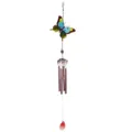 Metal glass butterfly wind chime pendant colorful hanging ornament for home decor garden - Butterfly Pipe Style